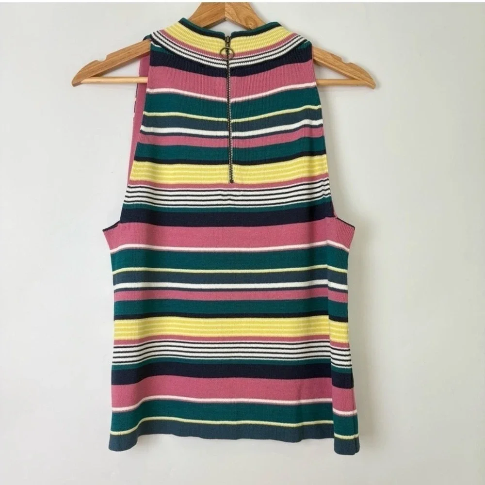 Maeve Anthropologie Lana Striped Knit Mock Neck Sleeveless Midi Dress Set Size M
